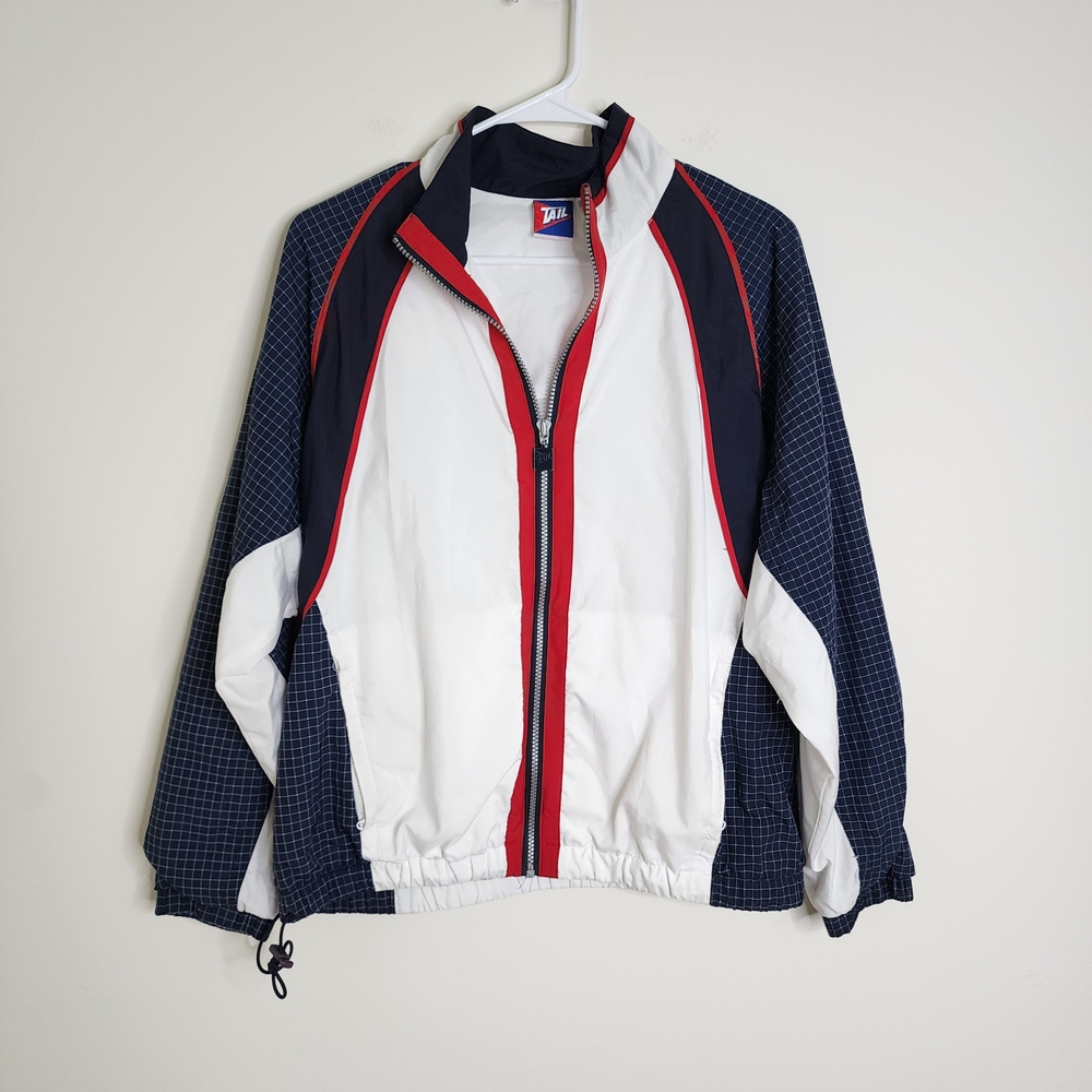 Vintage Tail White Navy & Red Track Jacket Med Athleisure 80's 90's Streetwear